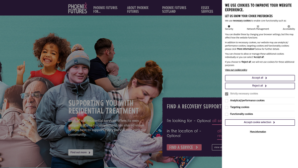 Screenshot of the Phoenix House website