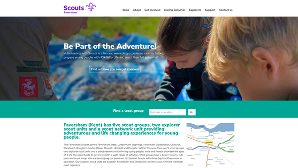 Screenshot of the Faversham District Scout Council website