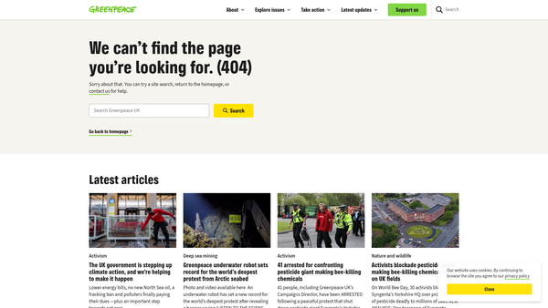 Screenshot of the Greenpeace Environmental Trust website