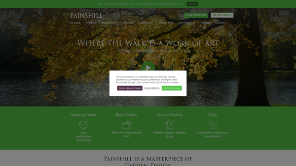Screenshot of the Painshill Park Trust Limited website