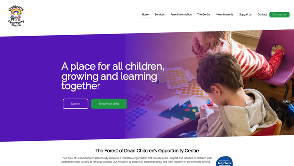 Screenshot of the Forest Of Dean Children's Opportunity Centre website
