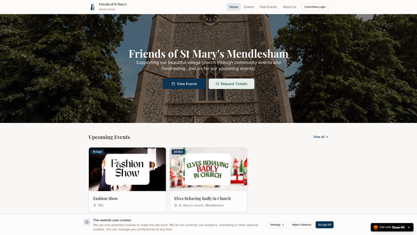 Screenshot of the Friends Of St Mary's, Mendlesham website