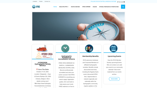 Screenshot of the International Federation Of Hydrographic Societies website