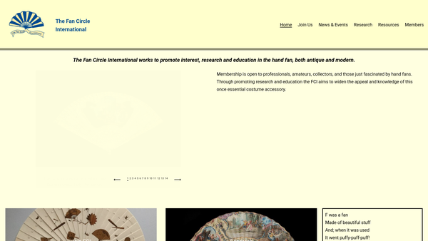 Screenshot of the The Fan Circle International website