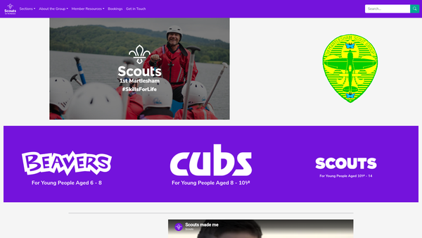 Screenshot of the 1st Martlesham Scout Group website