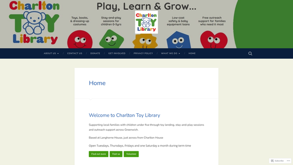 Screenshot of the Charlton Toy Library website