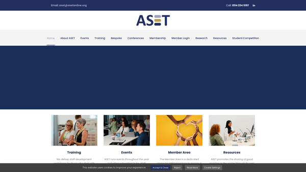 Screenshot of the Aset (1982) Limited website