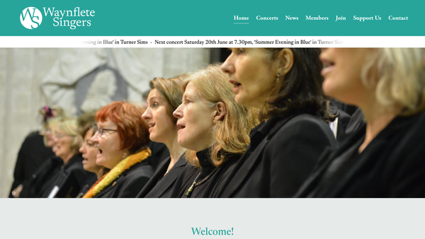 Screenshot of the The Waynflete Singers website