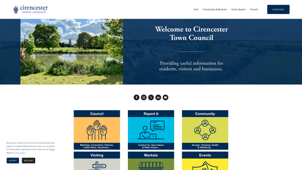 Screenshot of the Cirencester (Street) Market website