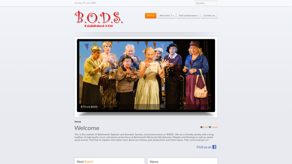 Screenshot of the Betchworth Operatic And Dramatic Society website