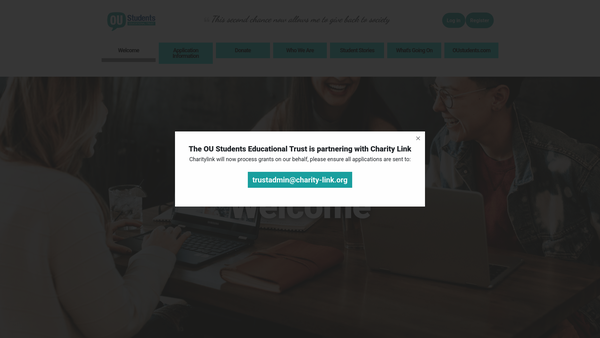Screenshot of the The Open University Students' Educational Trust website