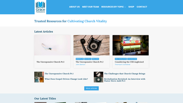 Screenshot of the Grace Publications Trust website