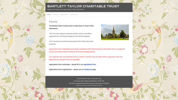 Screenshot of the The Bartlett Taylor Charitable Trust website