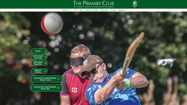 Screenshot of the The Primary Club website