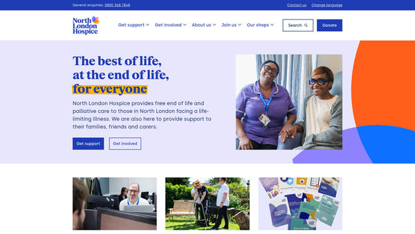 Screenshot of the North London Hospice website