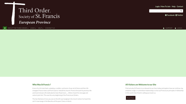 Screenshot of the Franciscan Aid website