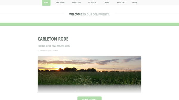 Screenshot of the Carleton Rode Jubilee Hall website