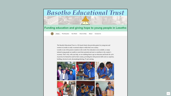 Screenshot of the The Basotho Educational Trust website