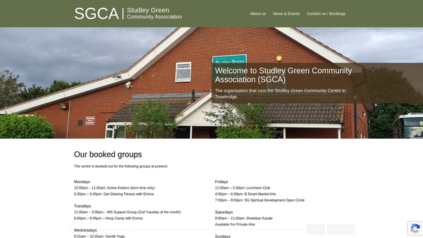 Screenshot of the Studley Green (Trowbridge) Community Association website