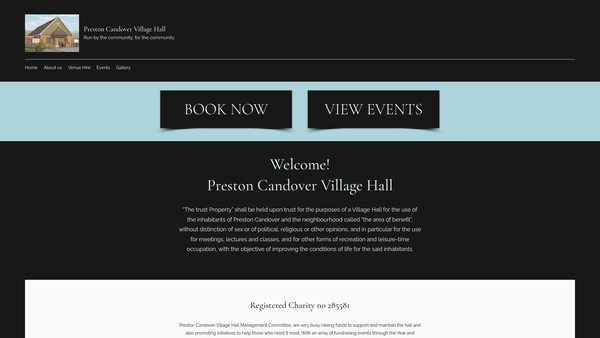 Screenshot of the Preston Candover Village Hall website