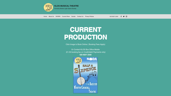 Screenshot of the Klos Musical Theatre website