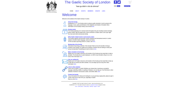 Screenshot of the The Gaelic Society Of London website