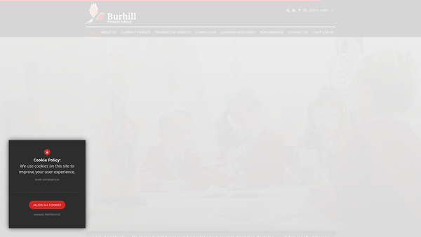 Screenshot of the Burhill County First School Parent Teacher Association website