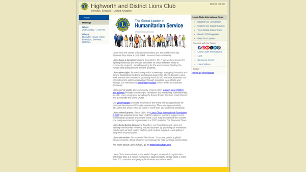 Screenshot of the Highworth And District Lions Club Charity Trust Fund website