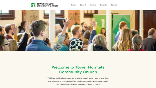 Screenshot of the Tower Hamlets Community Church website