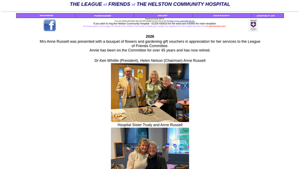 Screenshot of the The League Of Friends Of The Helston Community Hospital website