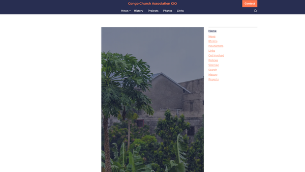 Screenshot of the Congo Church Association website