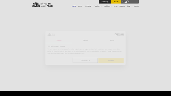 Screenshot of the Royal Ballet School Endowment Fund website