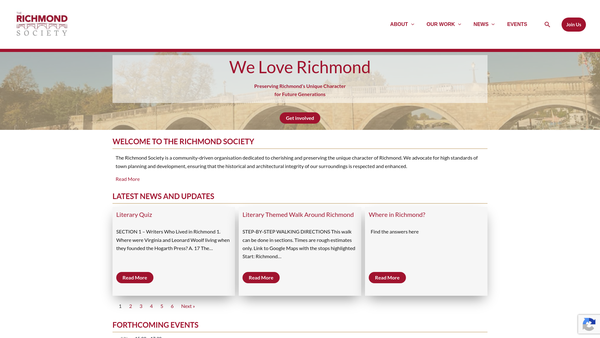 Screenshot of the The Richmond Society website