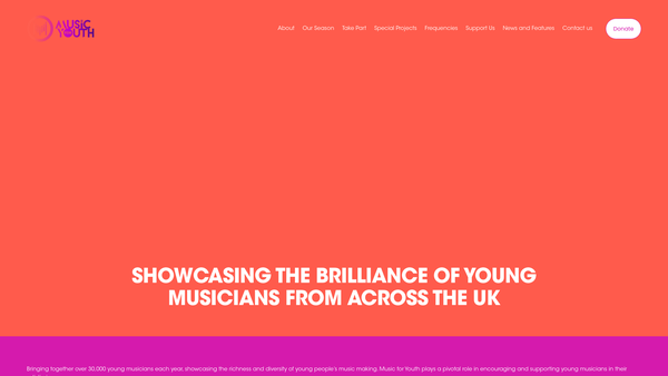 Screenshot of the Music For Youth website