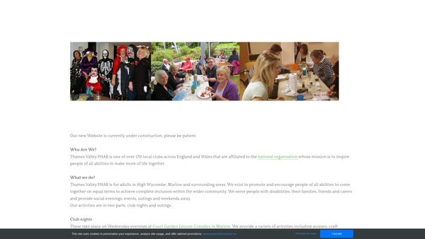 Screenshot of the Thames Valley (Phab) Club website