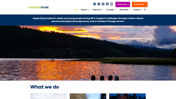 Screenshot of the The Venture Trust website