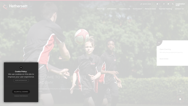 Screenshot of the Friends Of Hethersett Academy website