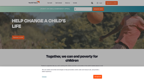 Screenshot of the World Vision UK website
