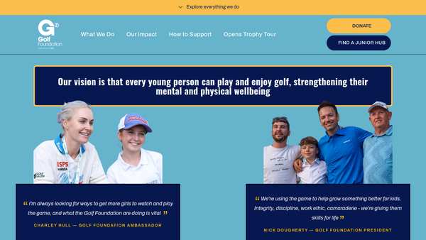 Screenshot of the The Golf Foundation website