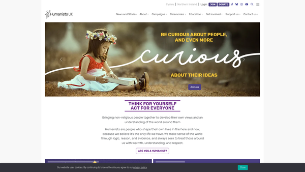 Screenshot of the British Humanist Association website