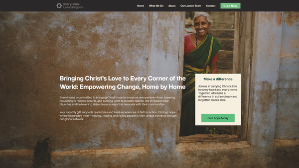 Screenshot of the Every Home For Christ website