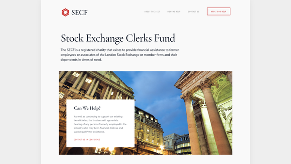 Screenshot of the Stock Exchange Clerks Fund website