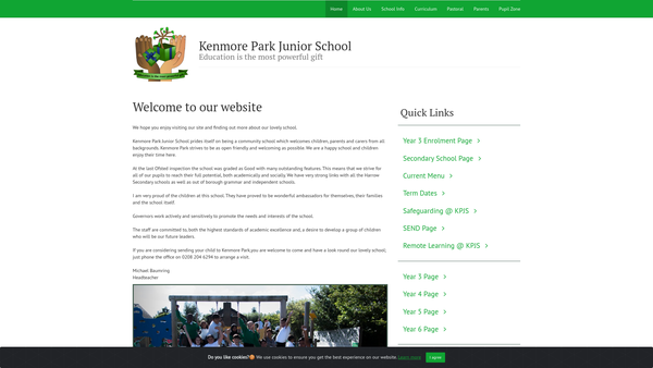Screenshot of the Kenmore Park Junior School Contingency Account website