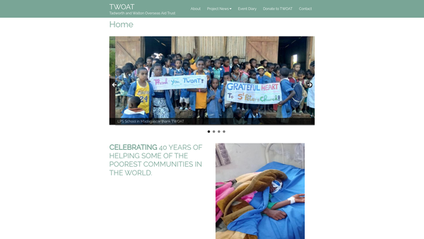Screenshot of the Tadworth And Walton Overseas Aid Trust website