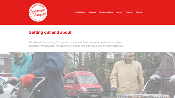Screenshot of the Wandsworth Community Transport website