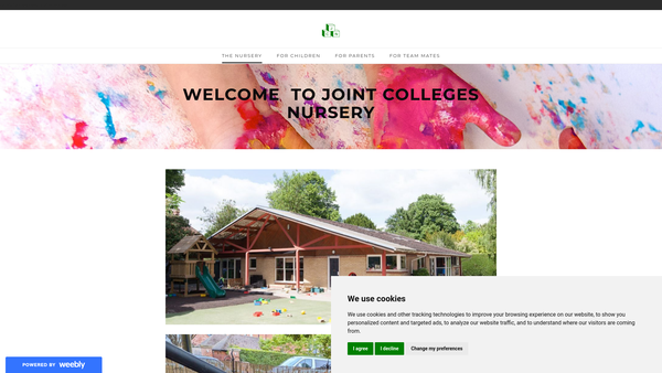 Screenshot of the Joint Colleges Nursery (Cambridge) Limited website