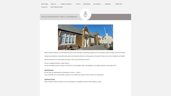 Screenshot of the March And District Museum Society website