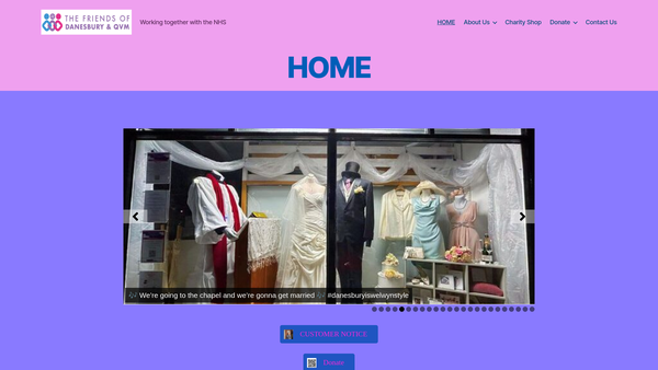 Screenshot of the Friends Of Danesbury And Queen Victoria Memorial Hospital website