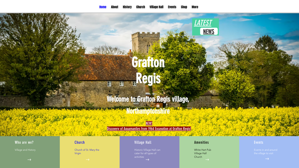 Screenshot of the Grafton Regis Village Hall website