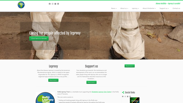 Screenshot of the The Rufiji Leprosy Trust website